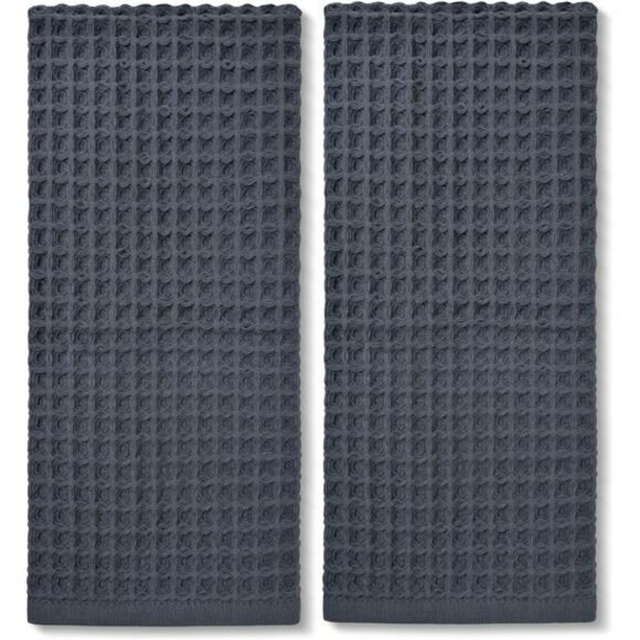 Waffle Hand Towels Set 2 Pack Cotton Quick Dry Lint Free Bathroom Kitchen Face - Picture 1 of 8